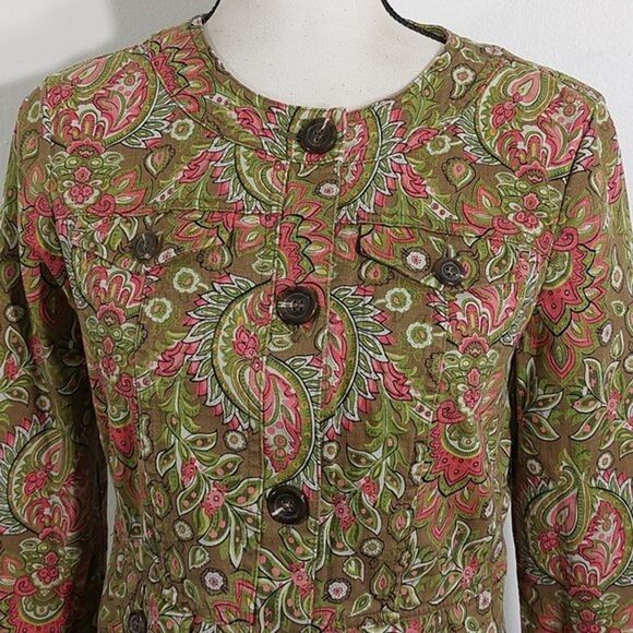 Charter Club Multicolor Paisley Floral Cotton Stretch Button Front Jacket XSP - Picture 2 of 12